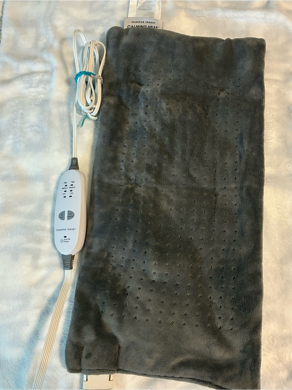 Sharper Image Calming Heat Pad w/Massage in Gray
